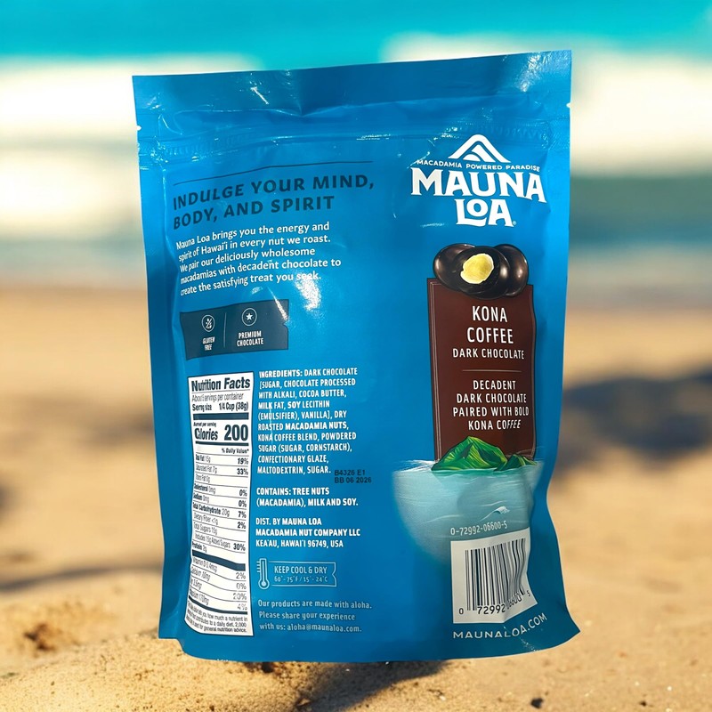 Kona Coffee Dark Chocolate Covered Macadamias, 20 oz
