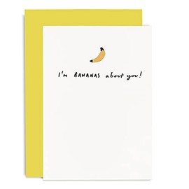 Old English Co. I'm Bananas About You Cute Wedding Anniversary Card for Wife or Husband - Funny Friendship Greeting Card - Valentine's Day for Boyfriend Girlfriend - Blank Inside & Envelope Included.