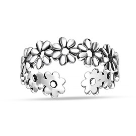 LeCalla 925 Sterling Silver Toe Rings for Women | Open Adjustable Flower Hawaiian Leaf Band Ring | Women's Hawaiian Summer Beach Foot Jewelry