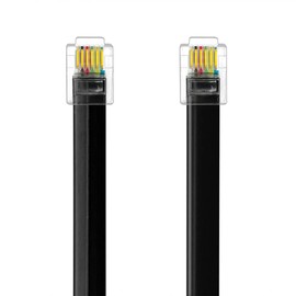 NECABLES 2Pack RJ12 Cable 3ft Phone Cord RJ12 6P6C Male to Male Straight Wired for Both Data and Voice Use Black - 3 Feet