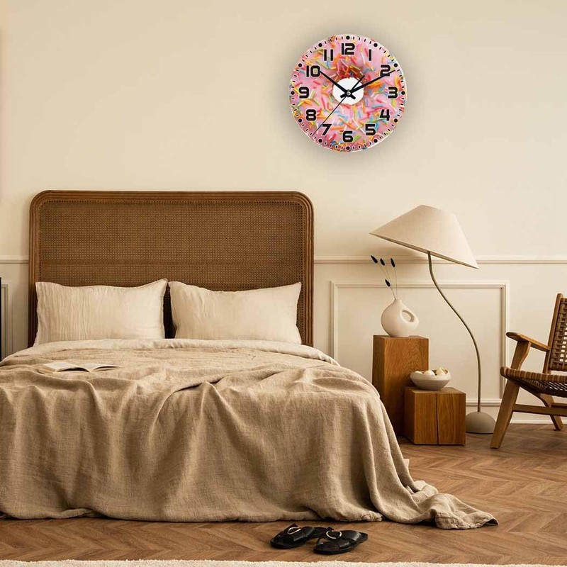 NOMEDOGYIM Donuts Wall Clock Single Pink Ones Battery Powered Wall