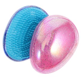 Healvian 2pcs Glitter Egg Shape Detangling Massage Hair Brush for Long Hair Portable Anti-static Comb for Travel Daily Use for Scalp Relief and Relaxation