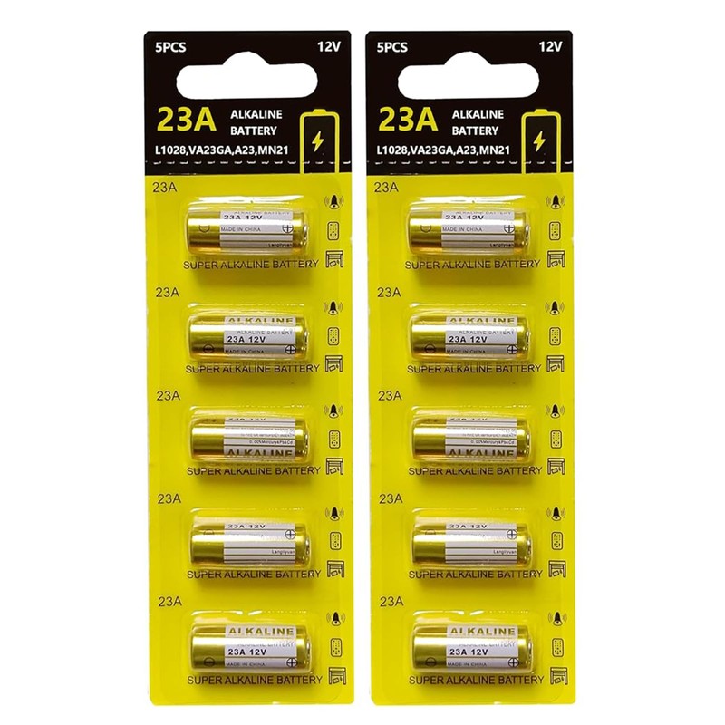 23A 12V Alkaline Batteries, 10 Pack, Compatible with Doorbells and