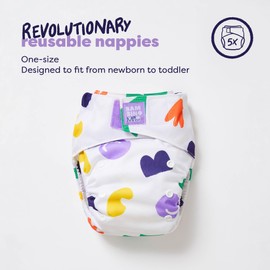 Bambino Mio, Cloth Diaper Set - The Give-it-a-go Bundle, 5 x Diapers, 100 messless Liner (Brave & Bold)