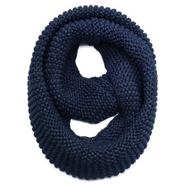 Warm Scarf for Winter Women & Men, Knit Wool Loop Infinity Scarves Thick & Chunky Neck Warmer For Cold Weather AU-S-W3 (Navy Blue)