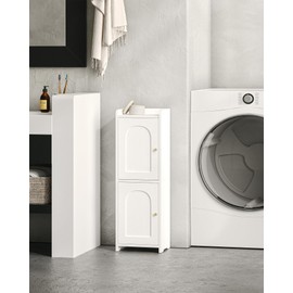 Hzuaneri Bathroom Storage Cabinet, Corner Floor Cabinet with 2 Doors and Adjustable Shelf, Narrow Toilet Paper Cabinets, Bathroom Organizer for Small Spaces, 7.9" D x 9.8" W x 29.5" H White