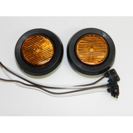 Pair of LED 2" Round Amber Clearance/side Marker Light Kit with Light Grommet and Wire Pigtail Truck Trailer Rv - Made in USA with!
