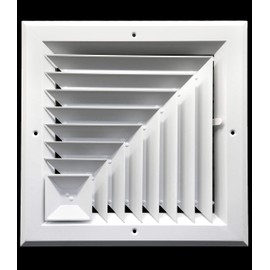 8 x 8 (in) HVAC Vent Cover - Corner Aluminum Bar Ceiling Diffuser - with Opposing Dampers Via Lever Control [Outer Dimensions: 11" Width