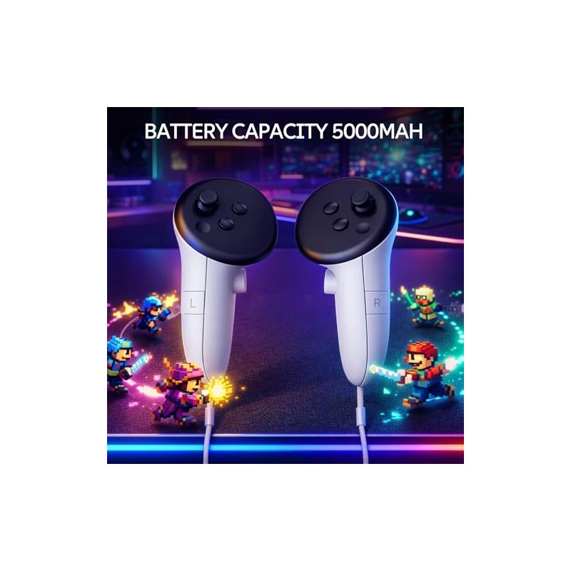 VR Controller Battery Pack Rechargeable Battery Cover for Meta Quests