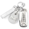 Rayslesan Key Fob Cover with Leather Holder Compatible with Airtag/RFID,Compatible