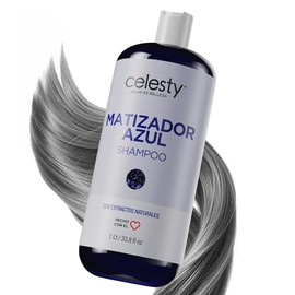 CELESTY | Shampoo Matizador - Variedad Amarillo Azul Morado Negro Rojo Violeta - para el Cuidado de Cabello Rubio Cenizo Dorado Canas