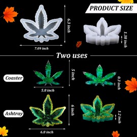 Maple Leaf Silicone Mold Silicone Resin Mold Silicone Large Tray Resin Casting Mold Epoxy Art for DIY Resin Coasters, Soap Dish, Home Decoration (2 Pieces)