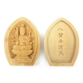 木彫 of Buddhist Buddha/Buddha 香合 弁才天 Tsuge