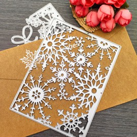 Christmas Snowflake Frame Metal Die Cuts,Snow Flower Cutting Dies Cut Stencils for DIY Scrapbooking Album Decorative Embossing Paper Dies for Card Making (Snowflake Frame 5" L x 3.74" W)
