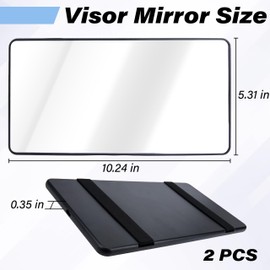 2 PCS Car Sun Visor Mirror, Cosmetic Makeup Mirrors with Straps, HD Car Interior Cosmetic Mirror, Universal Sun Visor Mirrors for Trucks, Cars, SUVs (Black)