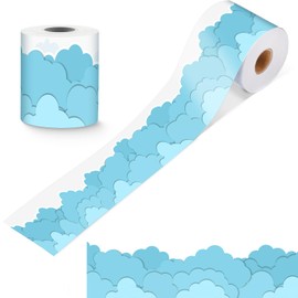 ABZOO 32.8ft Scalloped Bulletin Board Border Classroom Bulletin Boarder Black Board Decoration for School/Home/Holiday/Party/Office Cloud Shape Trim Paper for Black to School Party