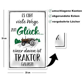schilderkreis24 Tin Sign 20 x 30 cm - Funny Sign for Farmers and Tractor Fans, Decoration & Gift Idea (There are Many Ways to Happiness)