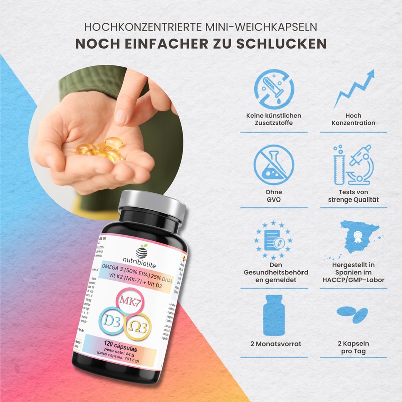 Omega 3 D3 K2 - Extra Concentrated Fish Oil with