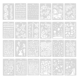 HLIWS 24 PCS Puzzle Drawing Templates,Plastic Drawing Painting Stencil,Small Stencils for Crafts Reusable,for DIY Scrapbooking Painting Drawing Craft Accessories