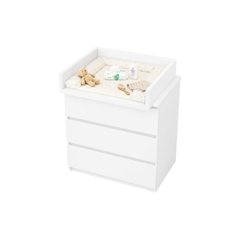 Baby Changing Table Topper, Straight Sides, 53.2x70 cm, White