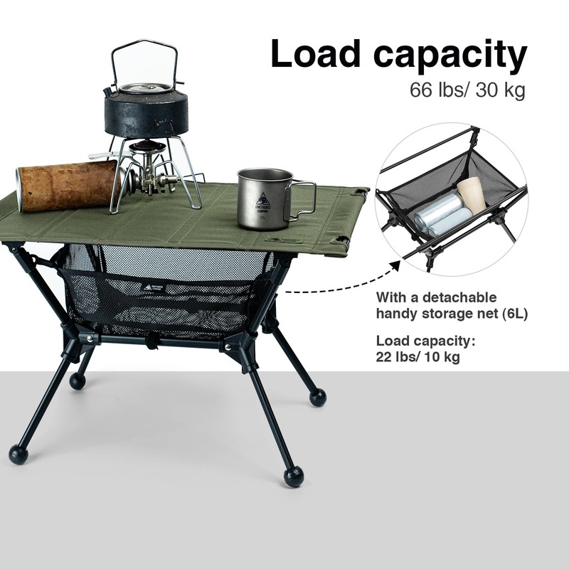 ONETIGRIS Dipper Camping Table, Lightweight Portable Folding Table with Mesh