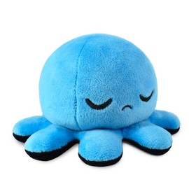 TeeTurtle - El Peluche Original Reversible de Pulpo - Ojos de Fuego + sueño - Lindo Animal sensorial de Peluche Que Muestra tu Estado de ánimo
