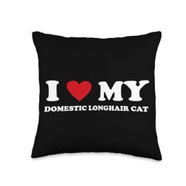 I Heart Dad Mom - I Love Domestic Longhair Cat Throw Pillow