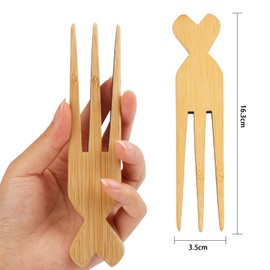 Wooden Comb for African,Parting Combs for Braiding Hair Anti-Static Afro Pick Three Prong Wide Tooth Wooden Comb Afro Comb with 6 Pieces Alligator Hair Clips for Women Hair Braiding