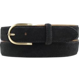 BELTINGER Women's Suede Belt 3.0 cm | Suede Leather Belt for Women 30 mm | Suede Belt with Round Gold Belt Buckle, Black, Gold