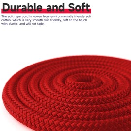 Pack of 3 30 m Soft Cotton Rope Washing Line Kit 8 mm Knot Exercise Set Twisted Decorative Rope All-Purpose Rope Rope for DIY, Travel, Camping, Clothesline, Tug of War, Outdoor Equipment (Red + Black)