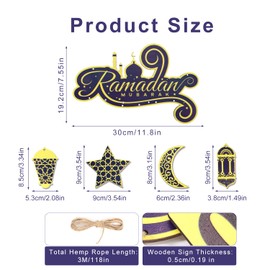 Ramadan Advent Calendar 2025, 30 Days Wooden Ramadan Countdown Calendar Ramadan Eid Mubarak Decorations Gifts for Home Door Sign Window Decor for Muslims Ramadan Party