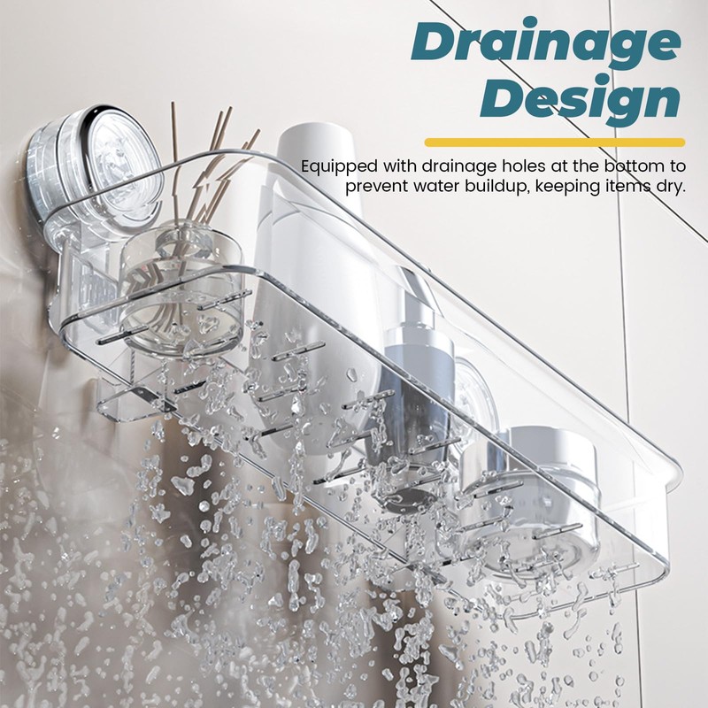 Sekonow Shower Caddy Suction Cup, Large Shower Organizer for Kitchen