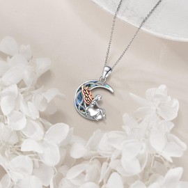 Vadmans Fairy Necklace 925 Sterling Silver Celtic Wing Necklace Moon Pendant Necklace Fairy Jewelry Birthday Gifts for Women