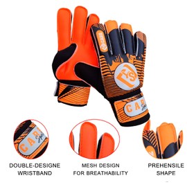 YSCARE Football Goalkeeper Gloves for Boys Children Children Adults Football Goalkeeper Gloves Protection Super Grip Palms for Junior Practice (Orange, 8)