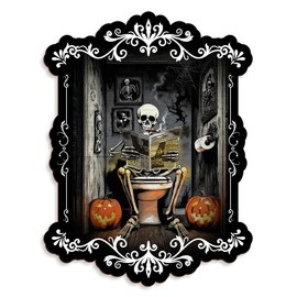 Pinetree Art Halloween Bathroom Wall Decor, Skeleton Gothic Wall Art for Toilet Decorative