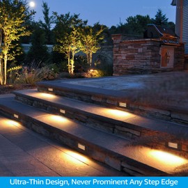 LEONLITE 12V Low Voltage Step Lights, 3W LED Step Lights Outdoor, ETL Listed, Landscape Stair Lights, Surface Mount, Aluminum, IP65 Waterproof, 3000K Warm White, Oil Rubbed Bronze, 150LM, Pack of 6