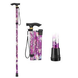 Tomkan Walking Cane, 36 Inches Adjustable Height, Aluminum Walking Stick with ABS Handle, Lightweight for Men & Women (Purple Flower)