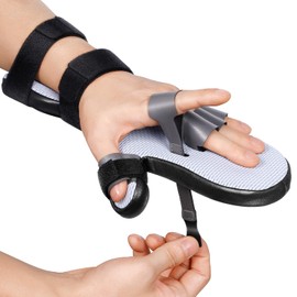 DrFinger Upgrade Resting Hand Splint Brace for Straightening Fingers with 5 Finger Support, to Keep Fingers Straight - Right (Black)