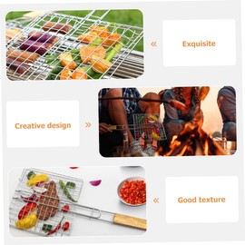 OFFSCH Portable Basket Stainless Steel Outdoor Grill Rack for Fish and Vegetables for Camping and Parties and Easy to Clean with Removable Handle