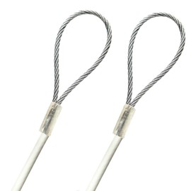 16ft Made to Order in USA String Light Guide Line Cable with Two End Loops Galvanized Steel Wire Rope 1/16" Vinyl Coated to 1/8", Aluminum Sleeves (16 feet, White)