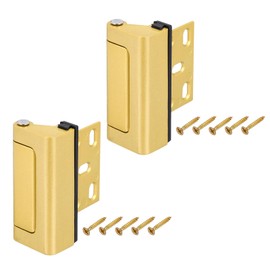 PATIKIL 2.95"x0.98" Home Security Door Reinforcement Lock, 2 Pcs Aluminum Alloy Home Security Door Lock with 10 Screws for Inward Swinging Door to Enhance Your Home Safety&Privacy, Gold