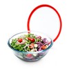 NUTRIUPS 3-Quart Large Glass Mixing Bowls with Red Lid, Salad