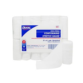 Dukal-603 Conforming Stretch Gauze, Non-Sterile, 3" W x 4.1 yd. L (12 Bags of 8) (Pack of 96)