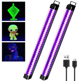 Destlife 2 Pack Rechargeable LED Black Light Bar, Battery Operated Black Lights, Battery Powered Black Light Strip, Cordless Portable Black Light for Body Paint Tapestry Poster Party