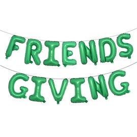 16 Inches Tall Multicolor Foil Balloons"Friendsgiving" Banner Letter Party Decorations,Fall Theme Friends Party Decor and Party Backdrop (Friends Giving Green)