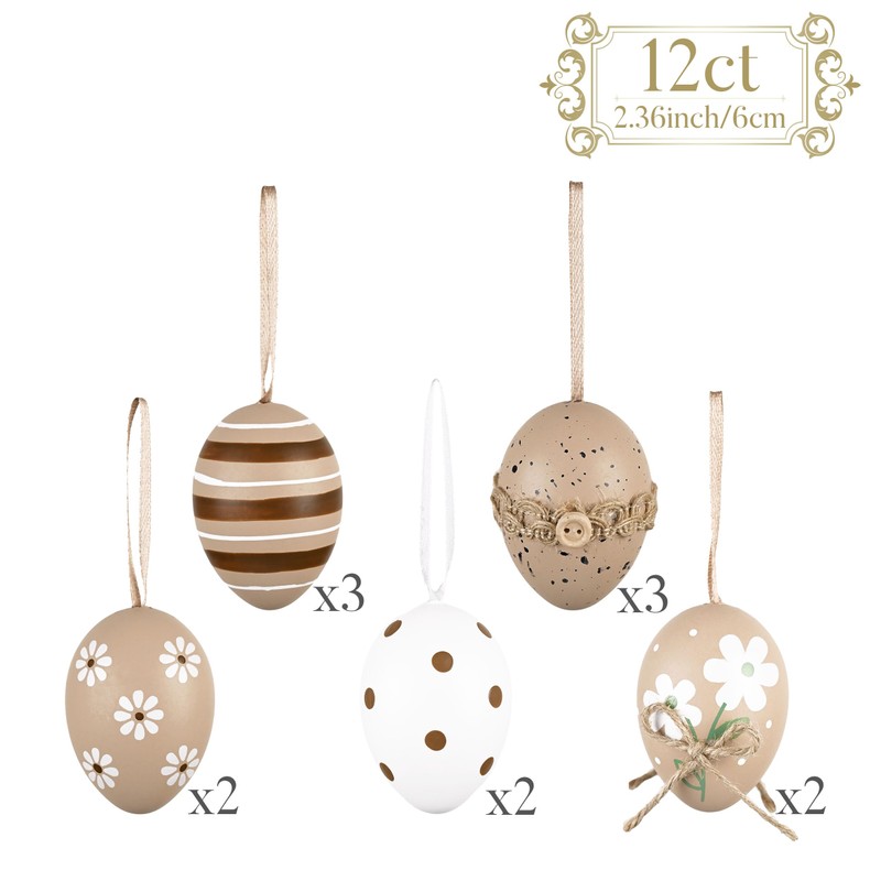 Valery Madelyn Pack of 12 Easter Eggs for Hanging Easter