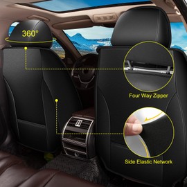 RAWAKORW Car Seat Covers Fit for Nissan Frontier 2007-2024 2025 Faux Leather Waterproof Front Set Automotive Seat Cover for Frontier (2 Seat, Red Line)