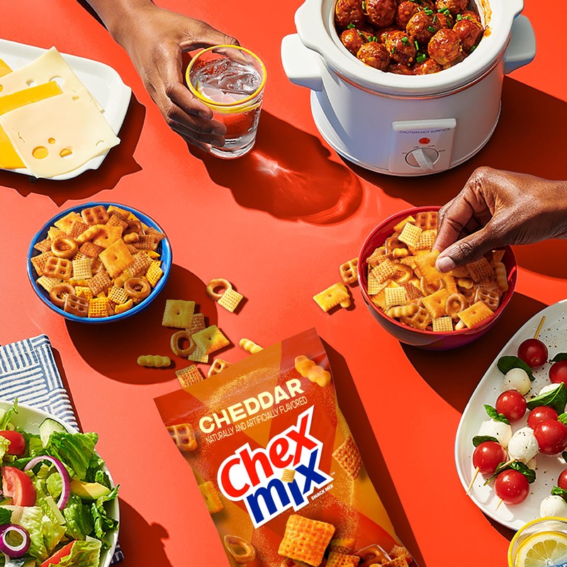 Chex Mix Cheddar Snack Mix, Savory Snack Bag, Family Size,