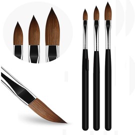3 PCS Acrylic Nail Brush Set, Acrylic Brush for Acrylic Powder Application, Nail Art Brushes for Nail Extension, 3D Nail Carving for Beginner and Professional Size 6/8/10