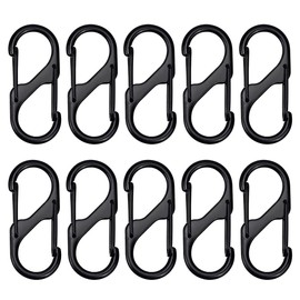 XSAJU Carabiner, S-Shaped, Small, Automatic Lock, Set of 10, Zinc Alloy, Outdoor Equipment, Mountain Climbing, Camping Equipment, 2.4 inches (60 mm)